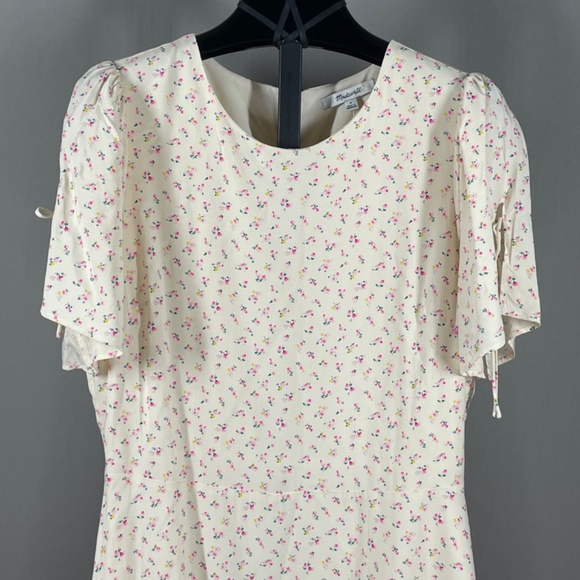 NEW Madewell Dress Womens 4 yellow pink floral fit flare preppy casual cottage - Picture 2 of 10
